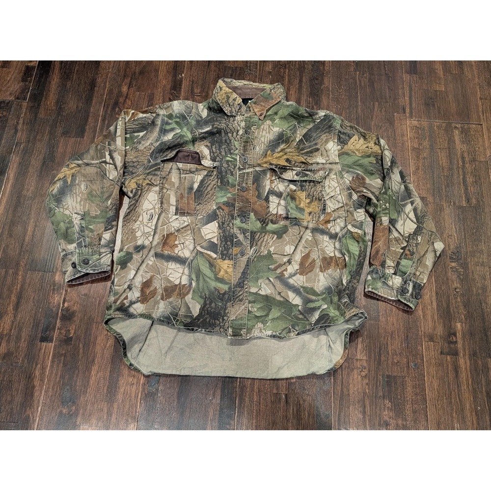 Walls Shirt Jacket Mens‎ Medium Realtree Camo Snap Front Hunting Cotton Workwear